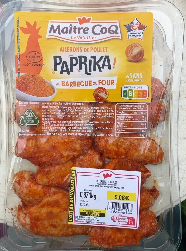 Aileron de poulet paprika