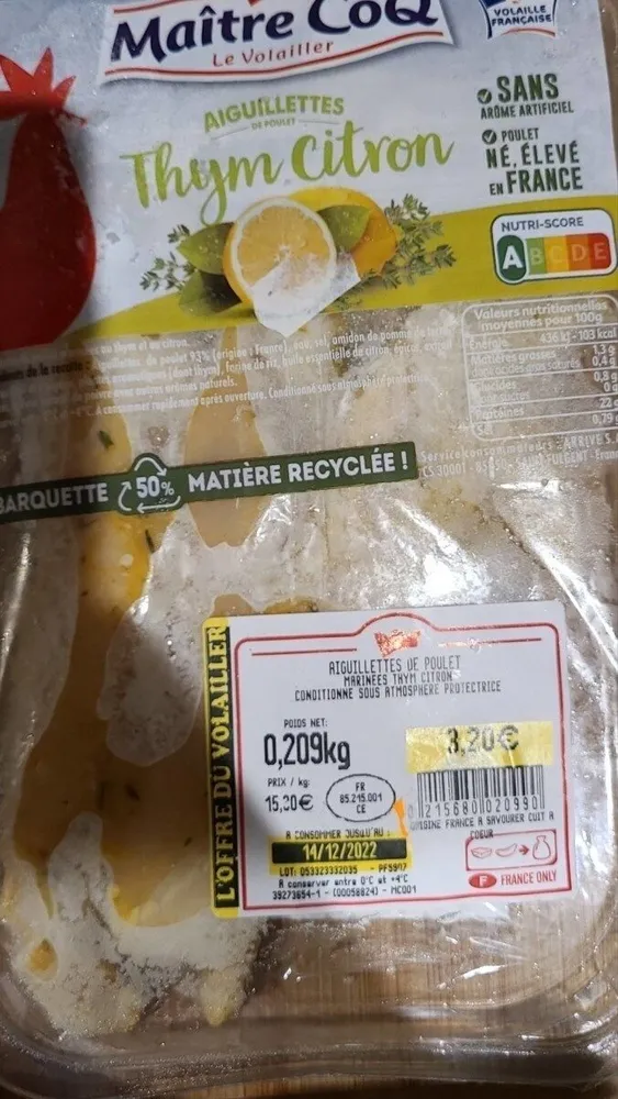 Aiguillettes thym citron