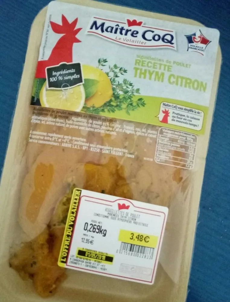 Aiguillettes de poulet thym citron