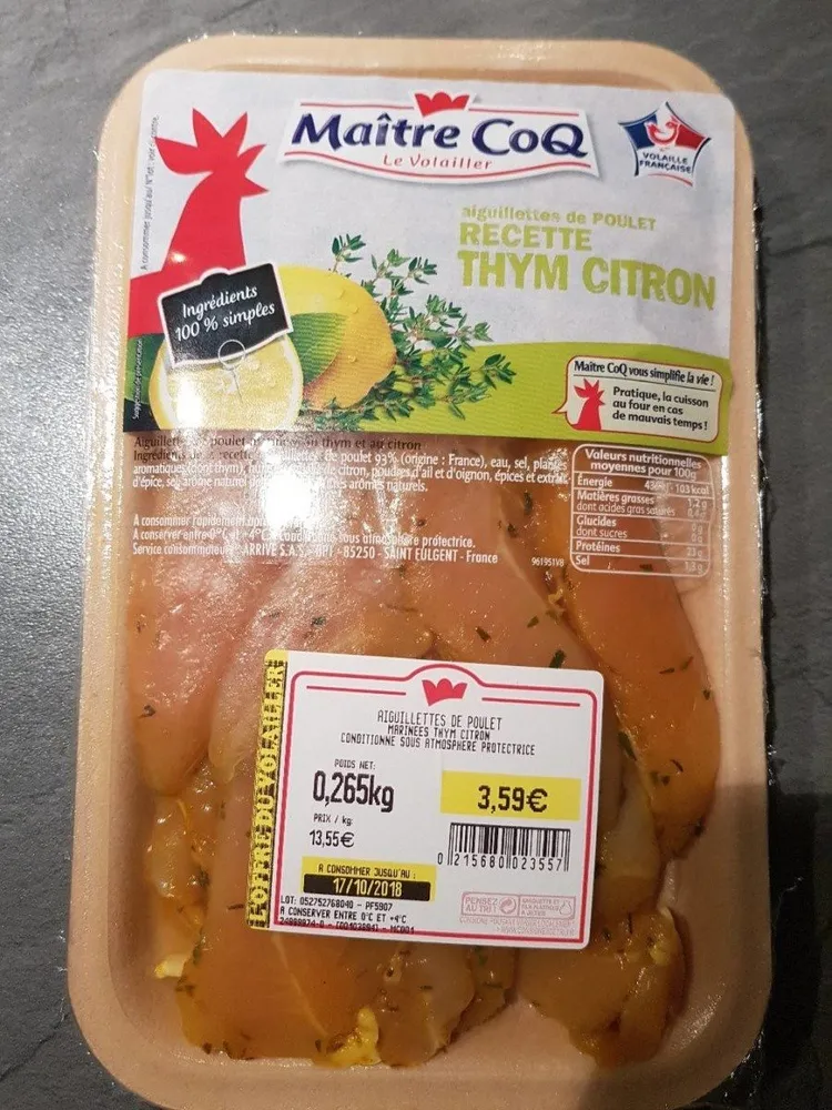 Aiguillettes de Poulet Thym Citron