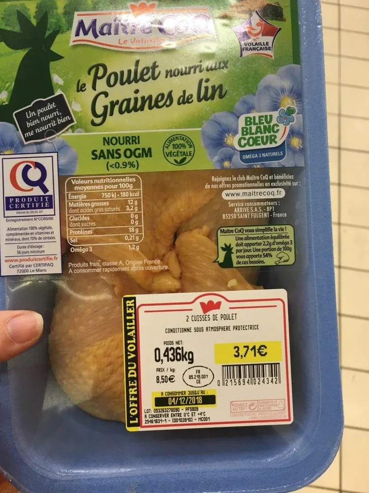 Cuisse de Poulet nourri aux graines de lin