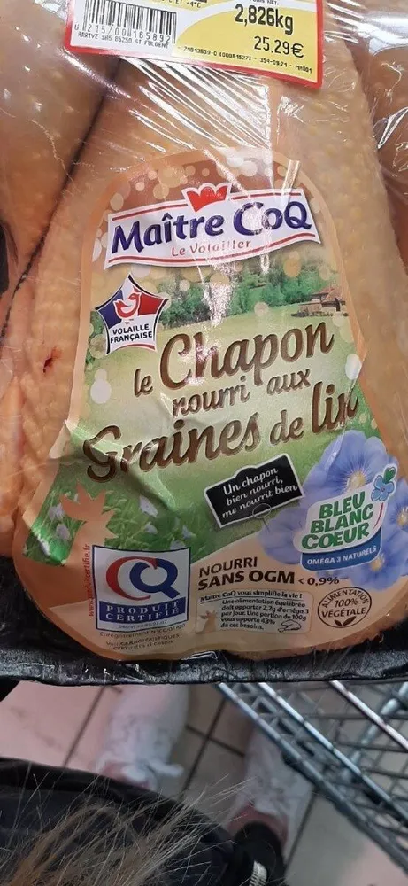 le chapon nourri au graines de lin