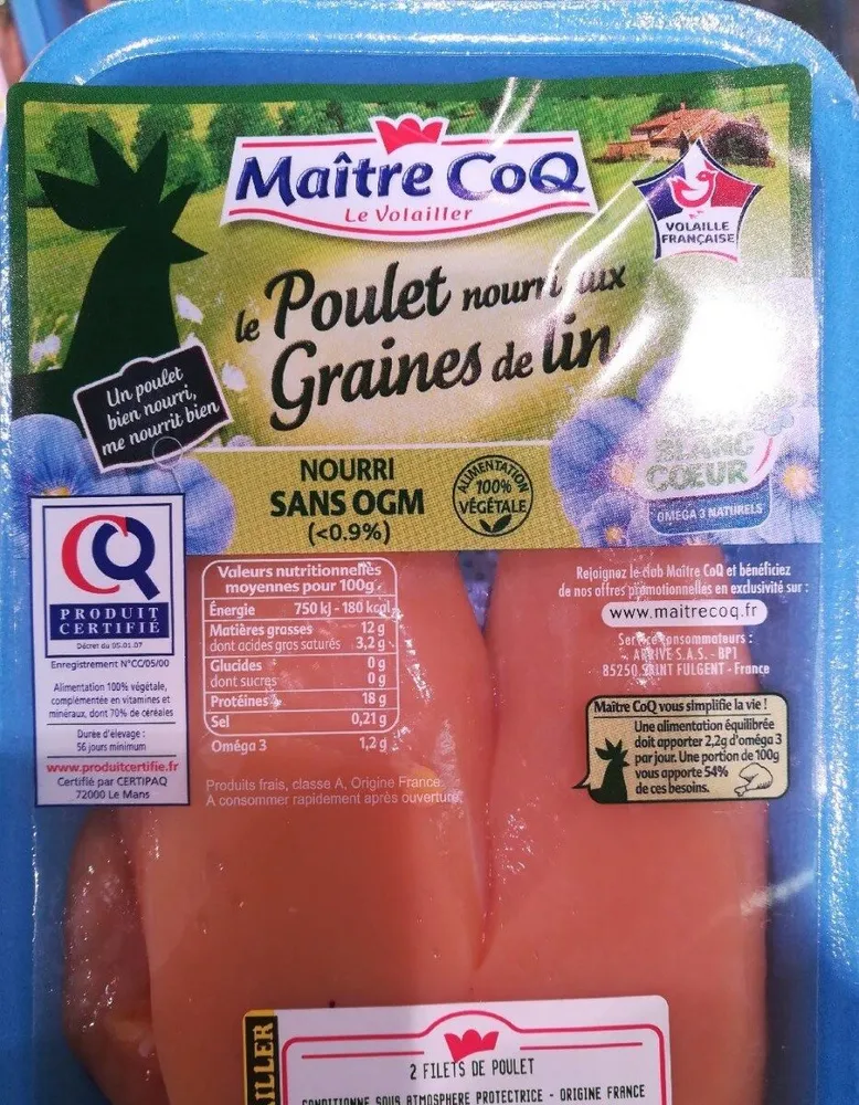 Poulet nourri aux graines de lin