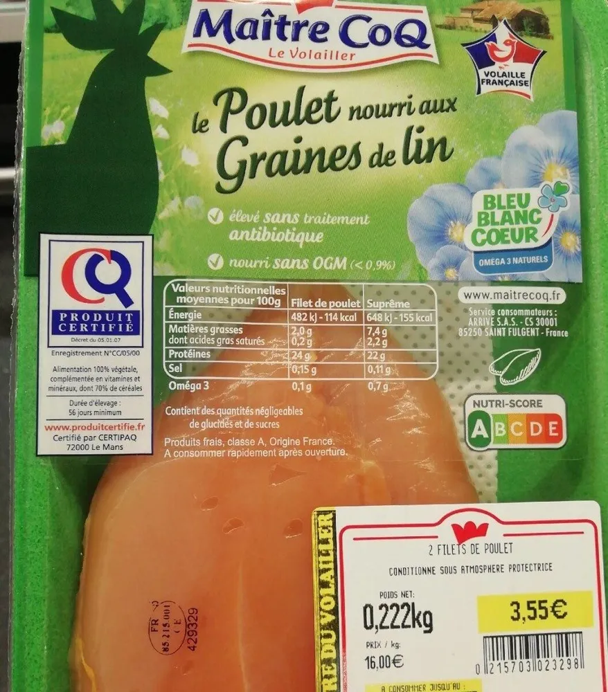 Le poulet nourri aux graines de lin