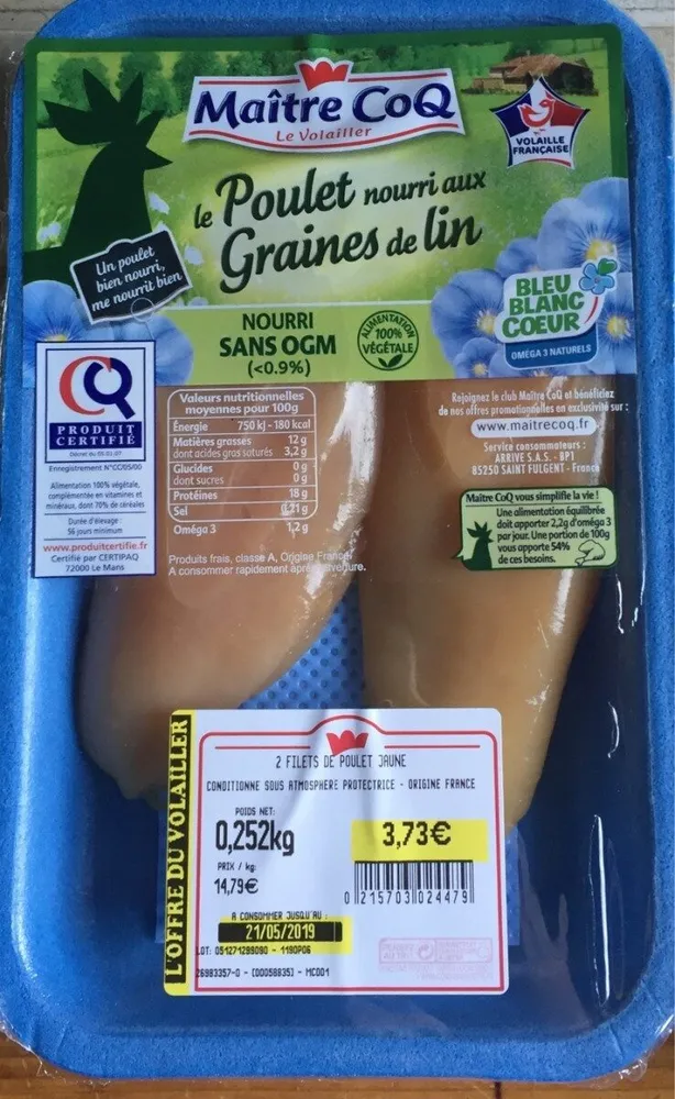 Le poulet nourri aux graines de lin