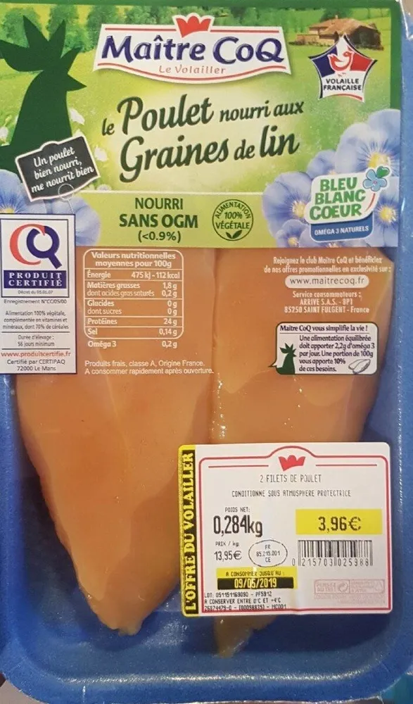 Le poulet nourri aux graines de lin
