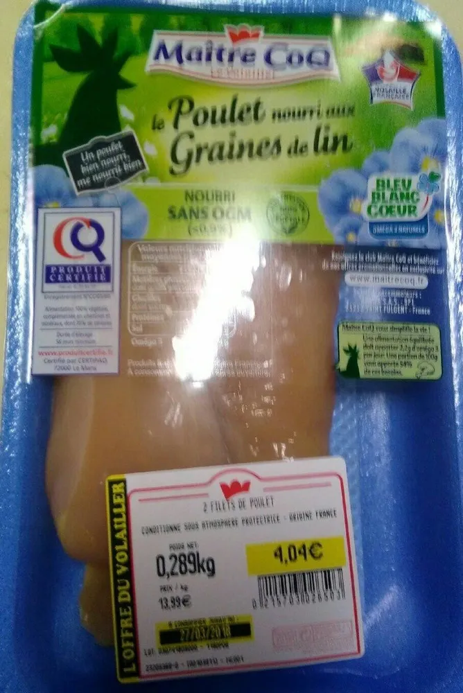 Le poulet nourri aux graines de lin