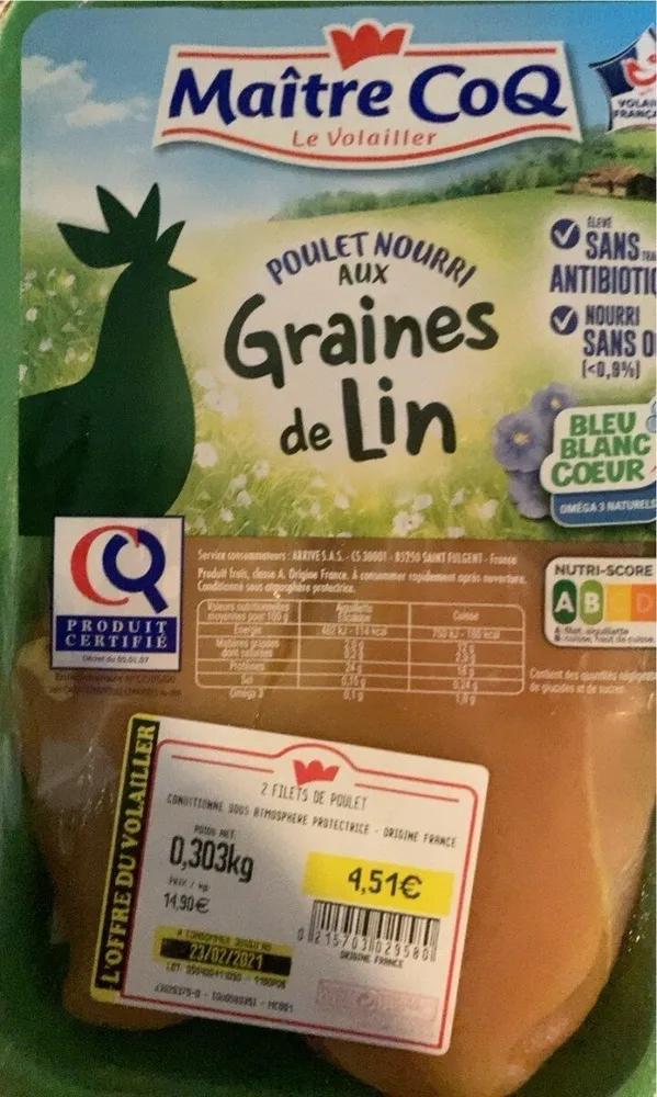 Poulet nourri aux graines de Lin