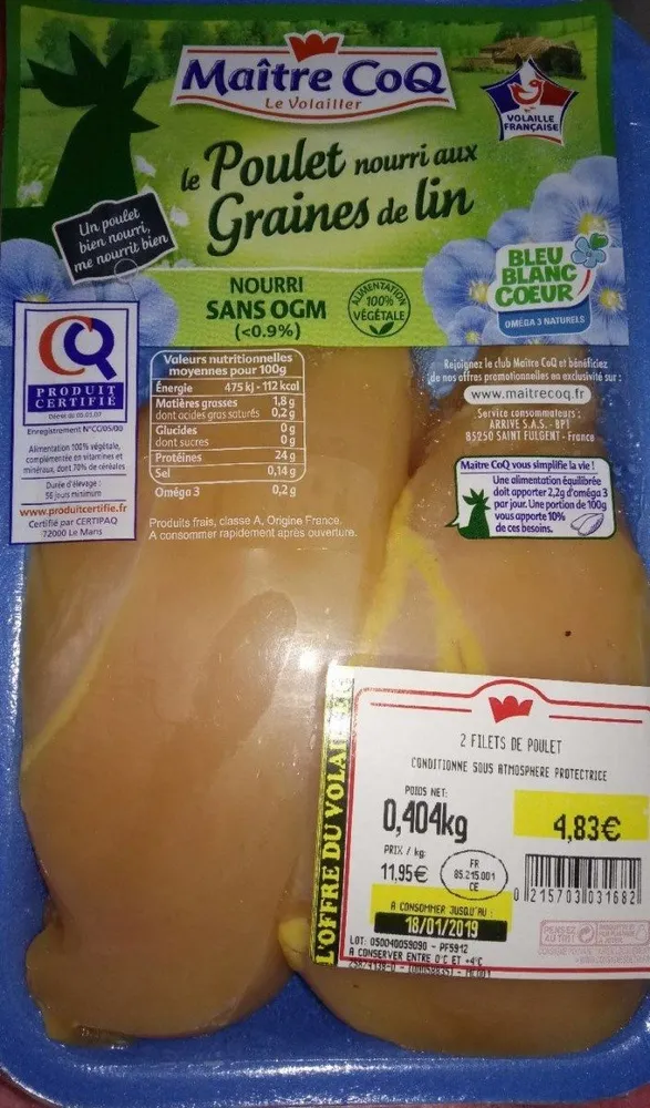 Poulet (nourris aux graines de lin)