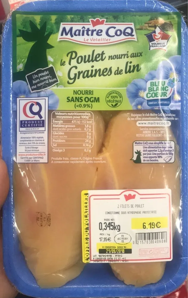 Poulet nourri aux graines de lin