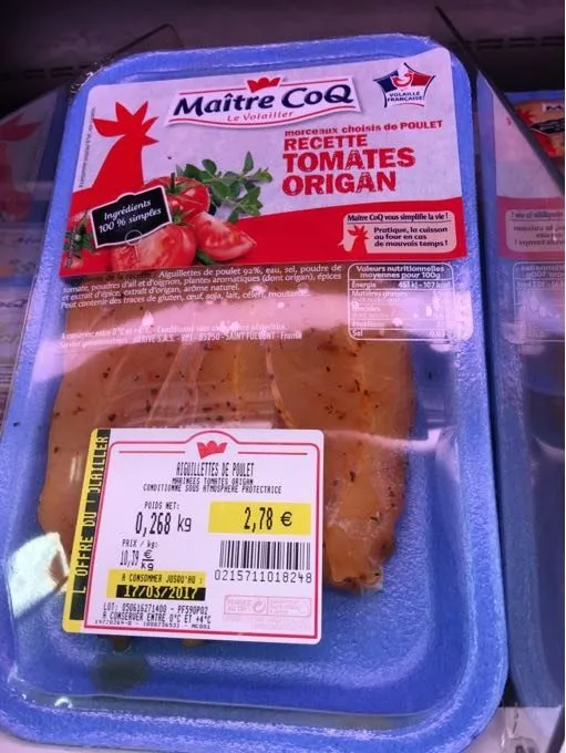 Aiguillettes de Poulet Tomate Origan