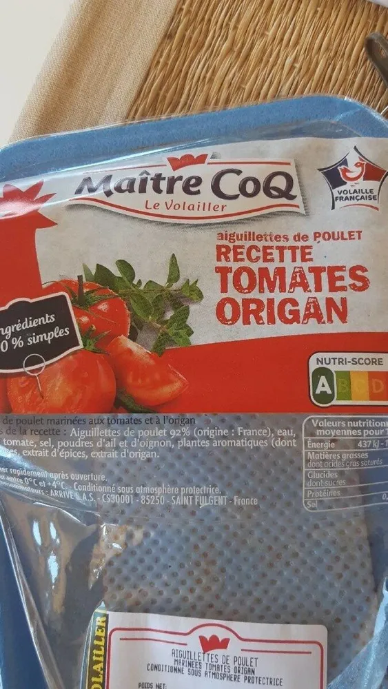 Aiguillettes de poulet recette tomates origan