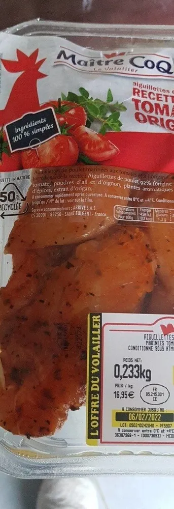 Aiguillettes de poulet Tomates Origan