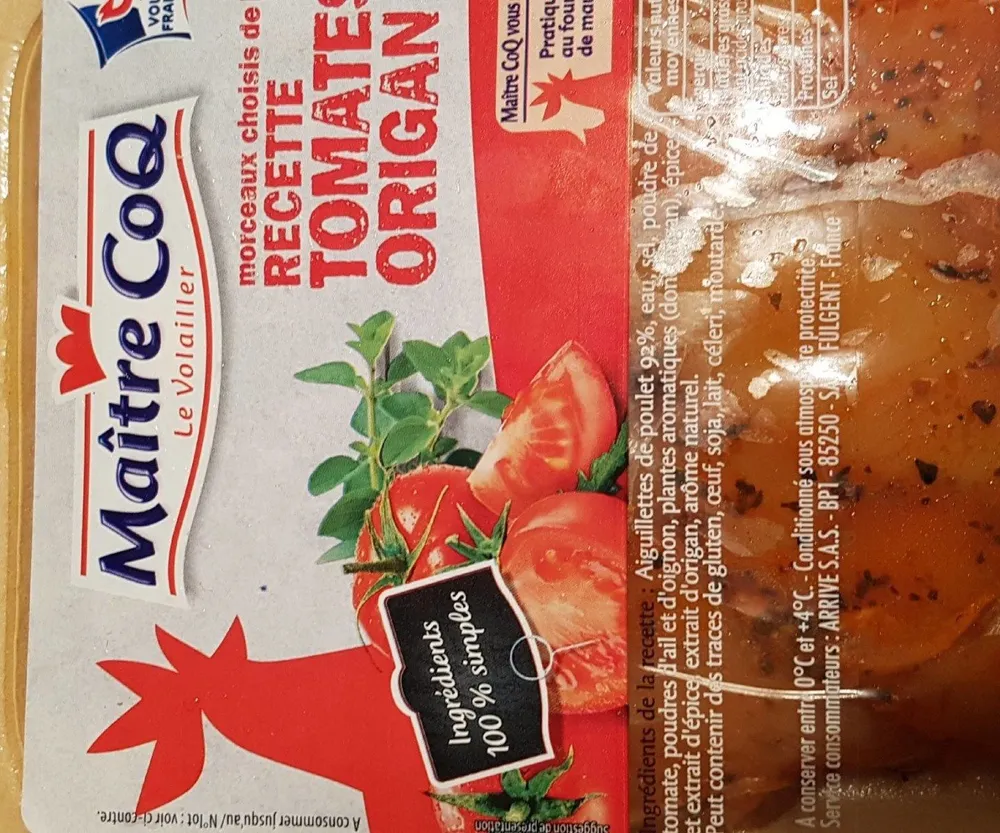 Aiguillettes de Poulet tomates origan
