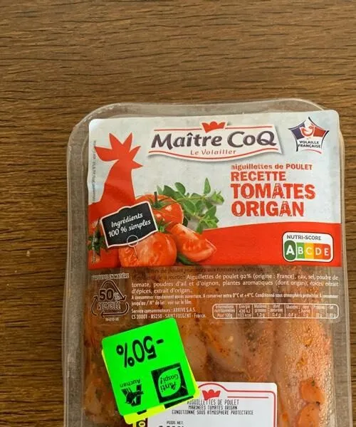 Aiguillettes de poulet tomates origan