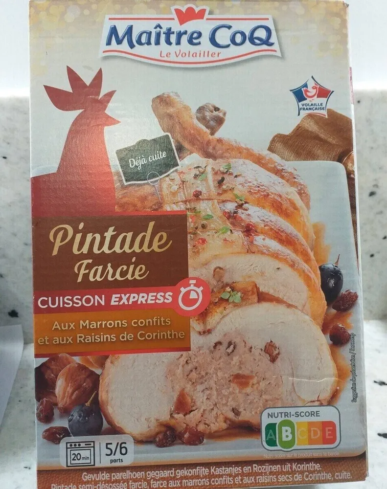 Pintinde farcie aux marrons confits et aux raisins de corinthe