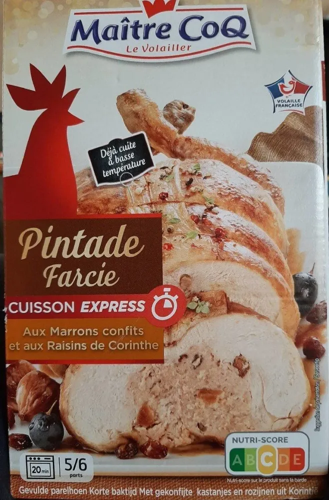 Pintade farcie aux marrons confits et aux raisins de Corinthe