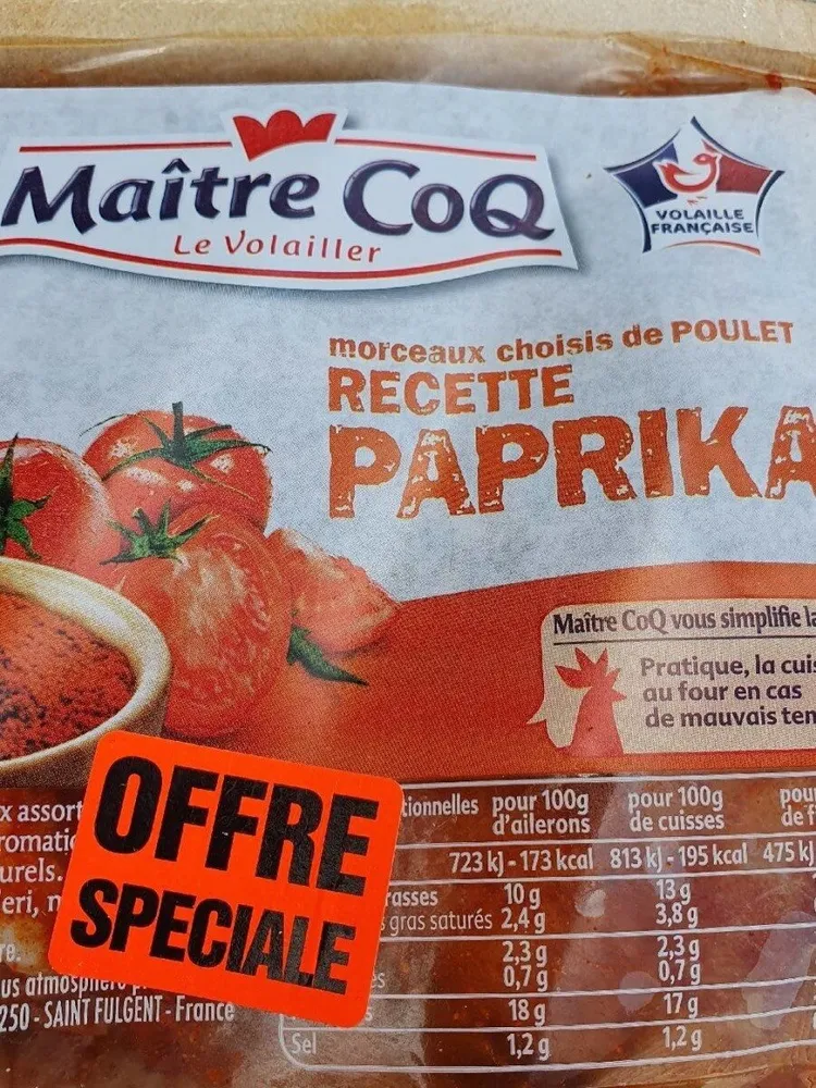 Poulet recette paprika