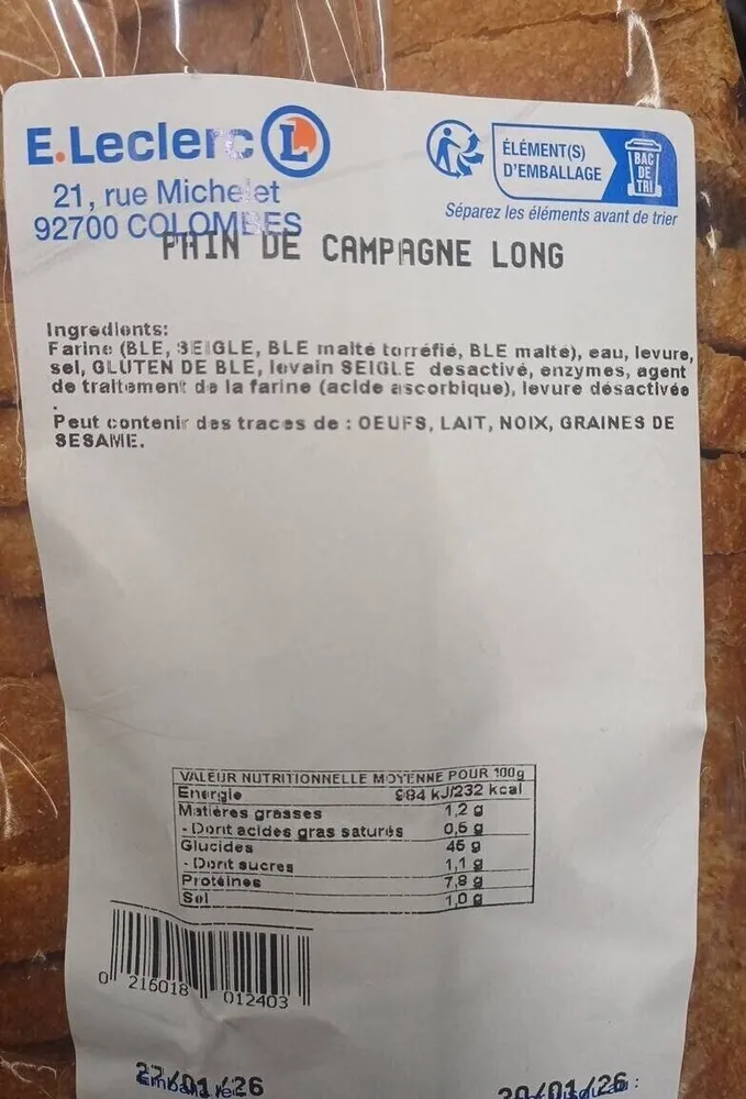 Pain de campagne long