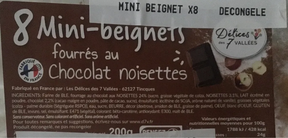8 mini beignets chocolat noisettes