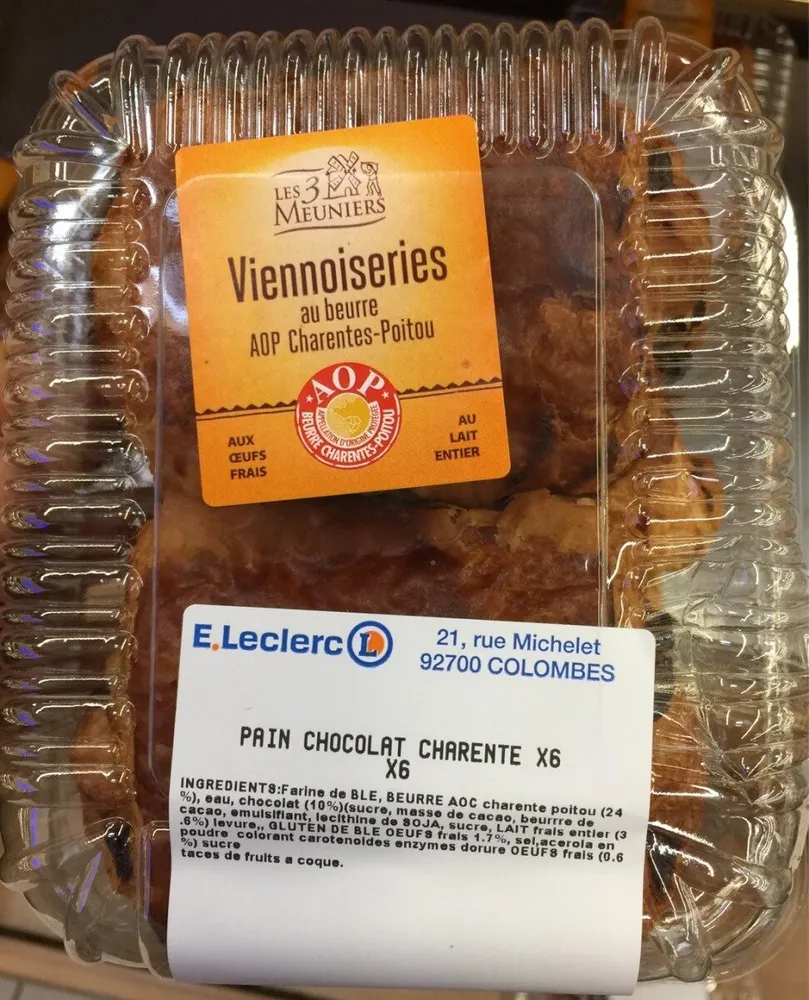 Pain chocolat charente x6