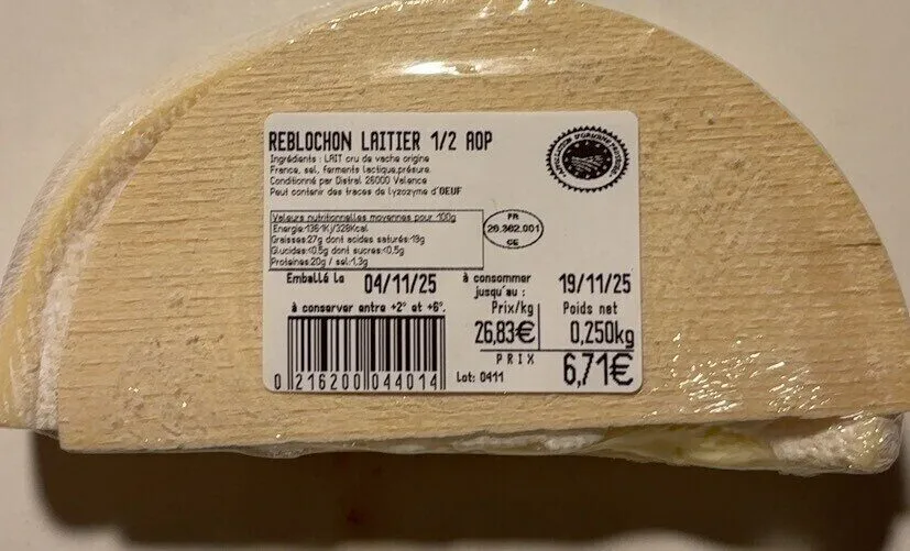 Reblochon laitier 1/2 AOP