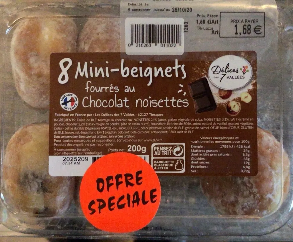 8 mini-beignets fourrés au Chocolat Noisettes