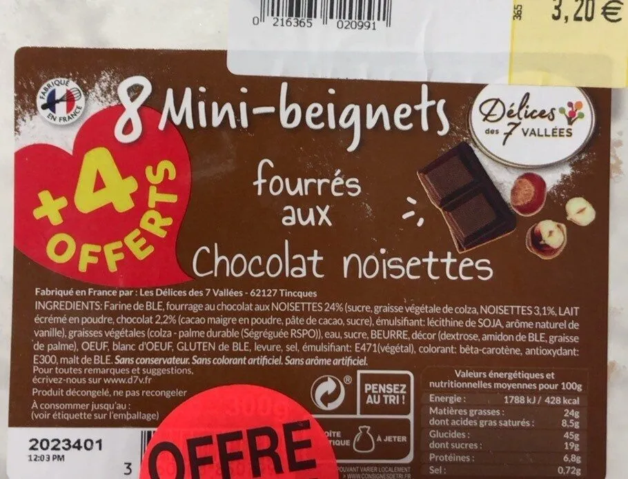 Mini beignets fourrés aux chocolats noisettes