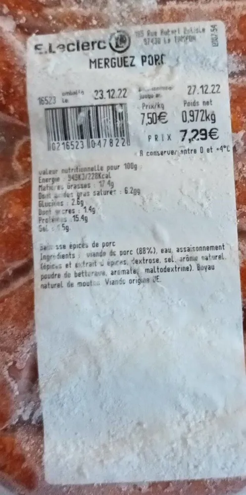 Merguez porc