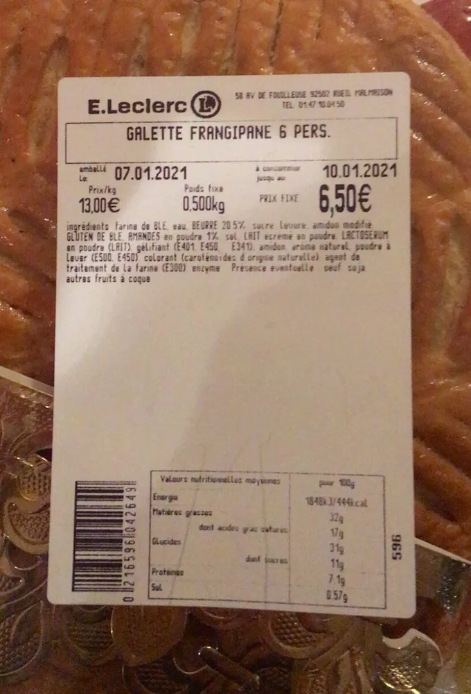 Galette frangipane 6 personnes
