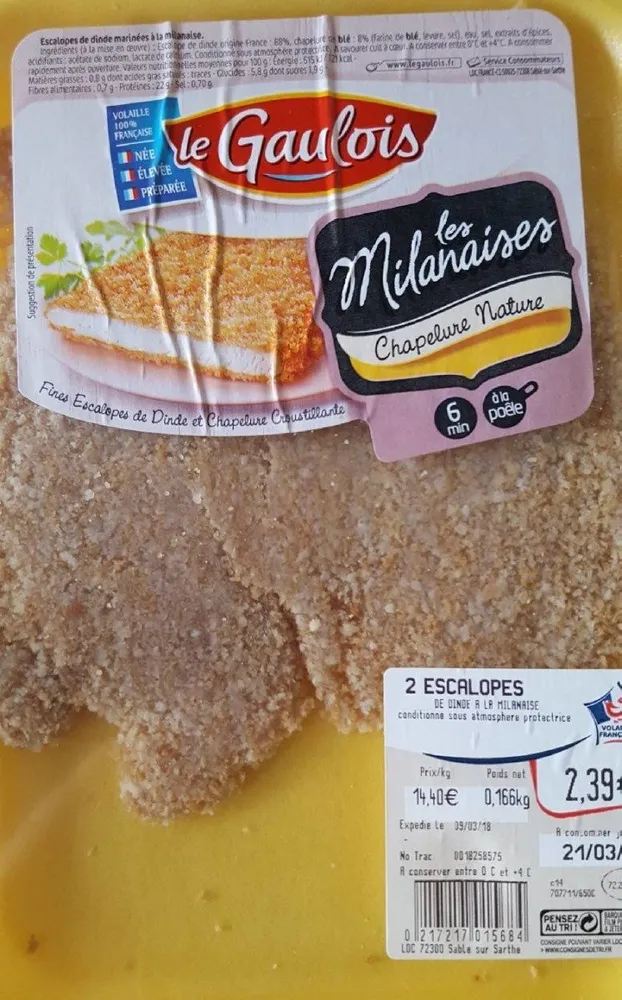 Escalopes de dinde a la milanaise