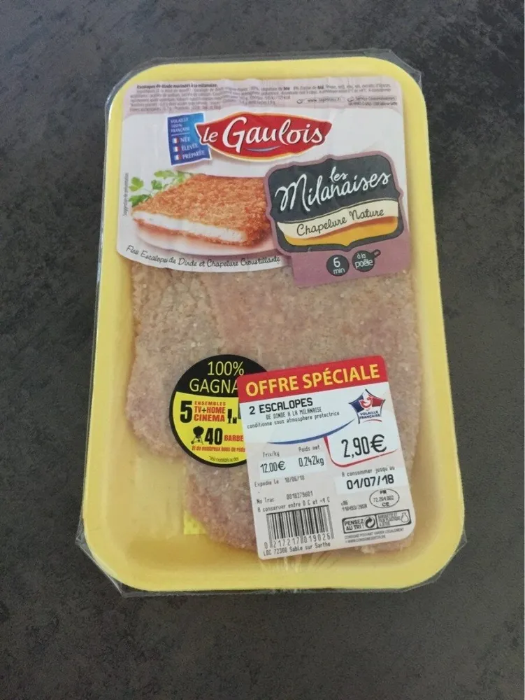 Escalope dinde milanaise