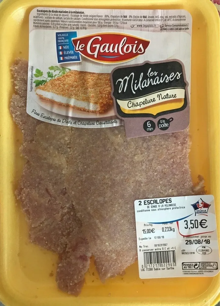 Escalopes de dinde marinées a la milanaise