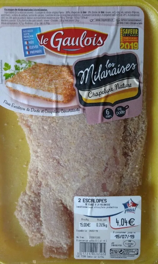 Escalopes de dinde marinées à la milanaise