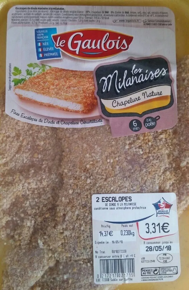 Escalopes de dine marinées à la milanaise
