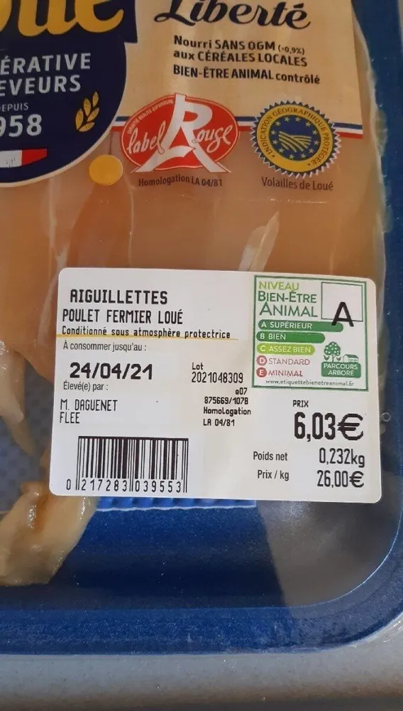 Aiguillettes poulet fermier