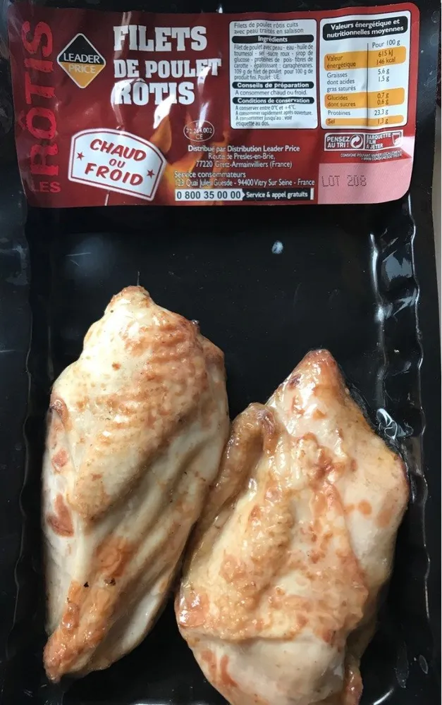 Filets de poulet rotis