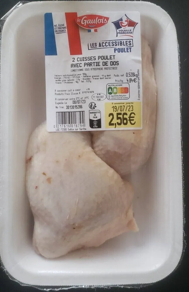 2 cuisses de poulet avec parties de dos