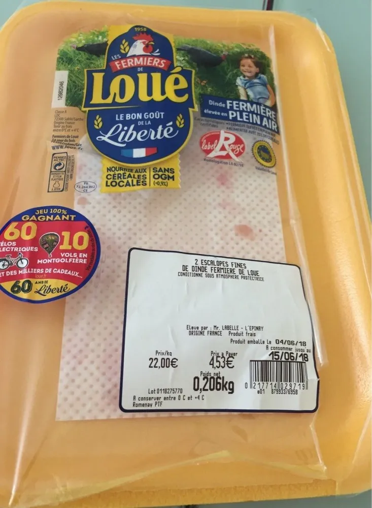 2 esclopes fines de dinde fermiere de loue