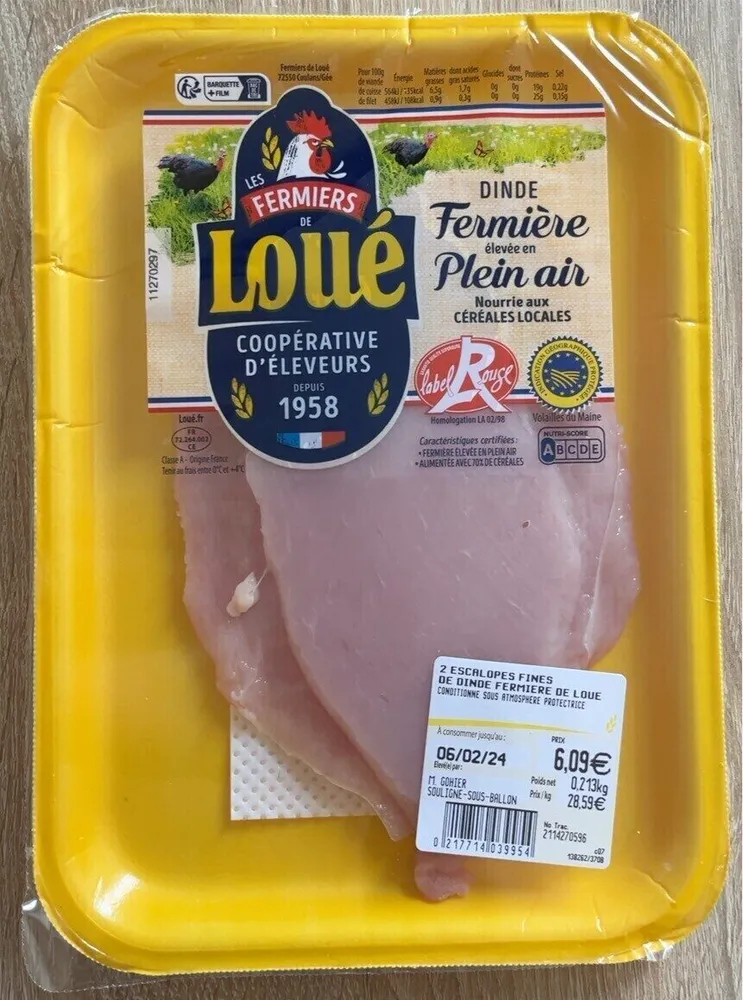 2 escalopes fines de dinde fermière de Loué