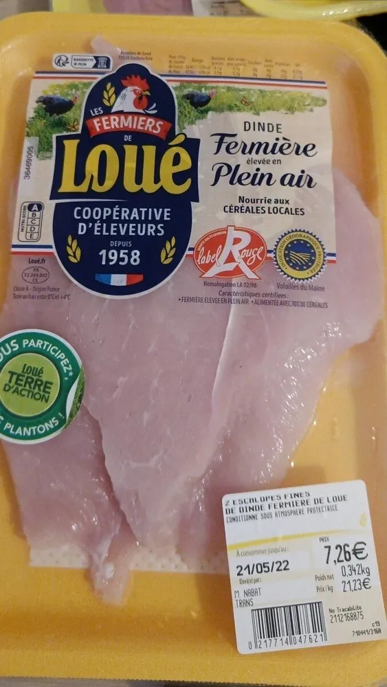 2 Escalopes de Dinde fermière élevée en plein air