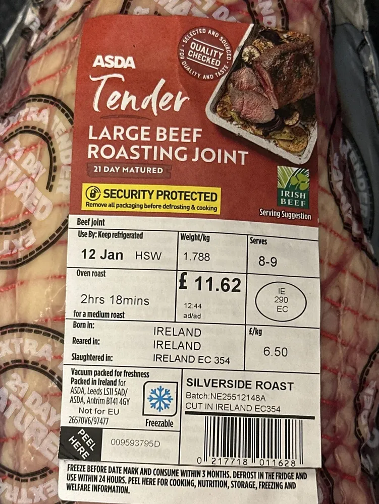Beef roasting joint