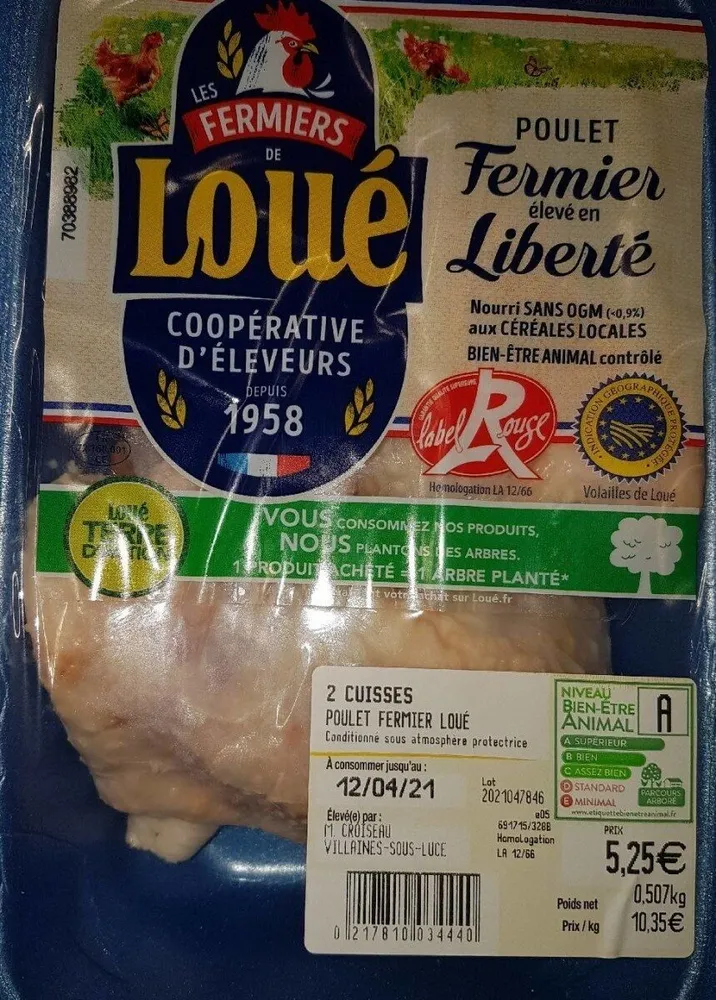 Poulet fermier élevé en liberté