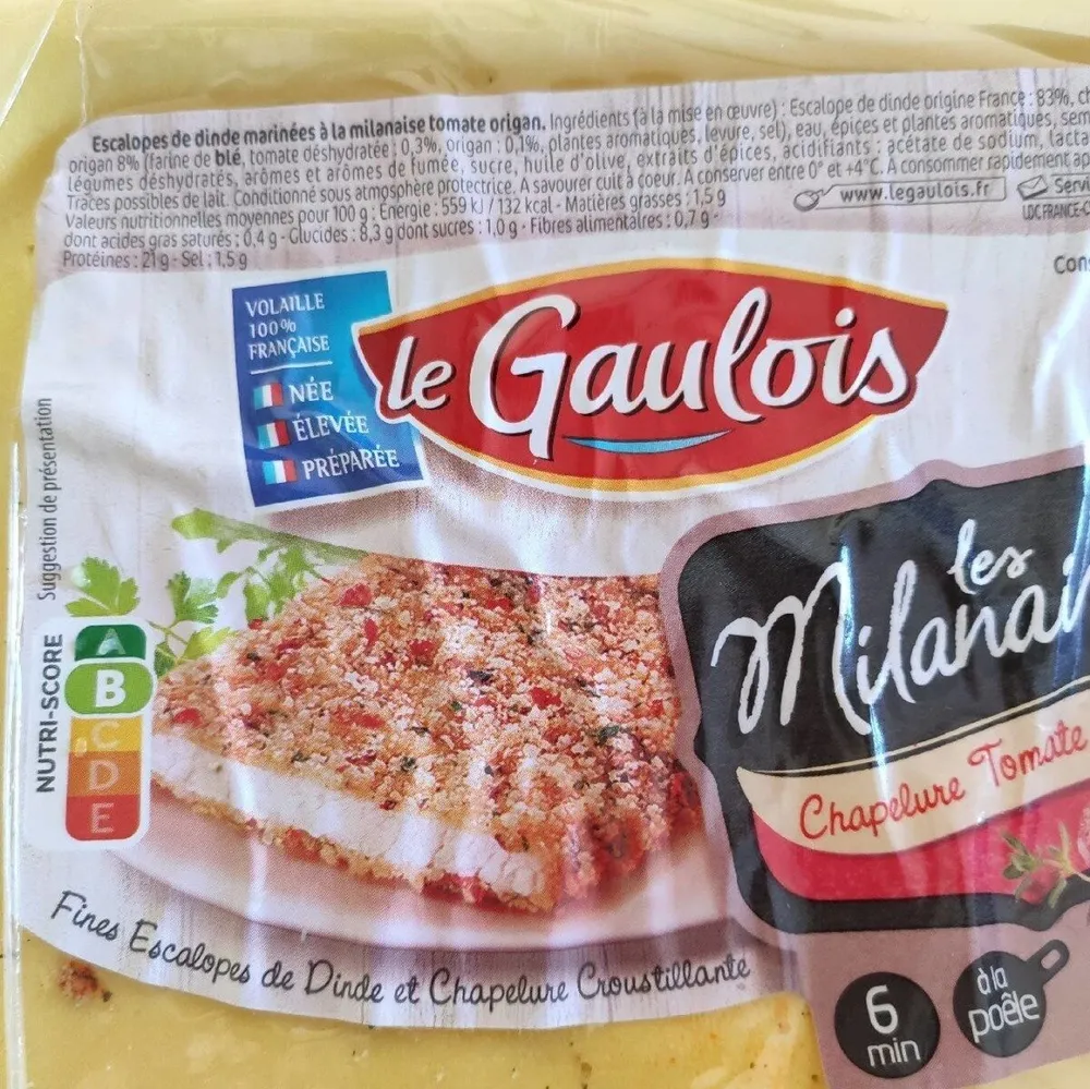 2 escalopes dindes milanaise tomates origan