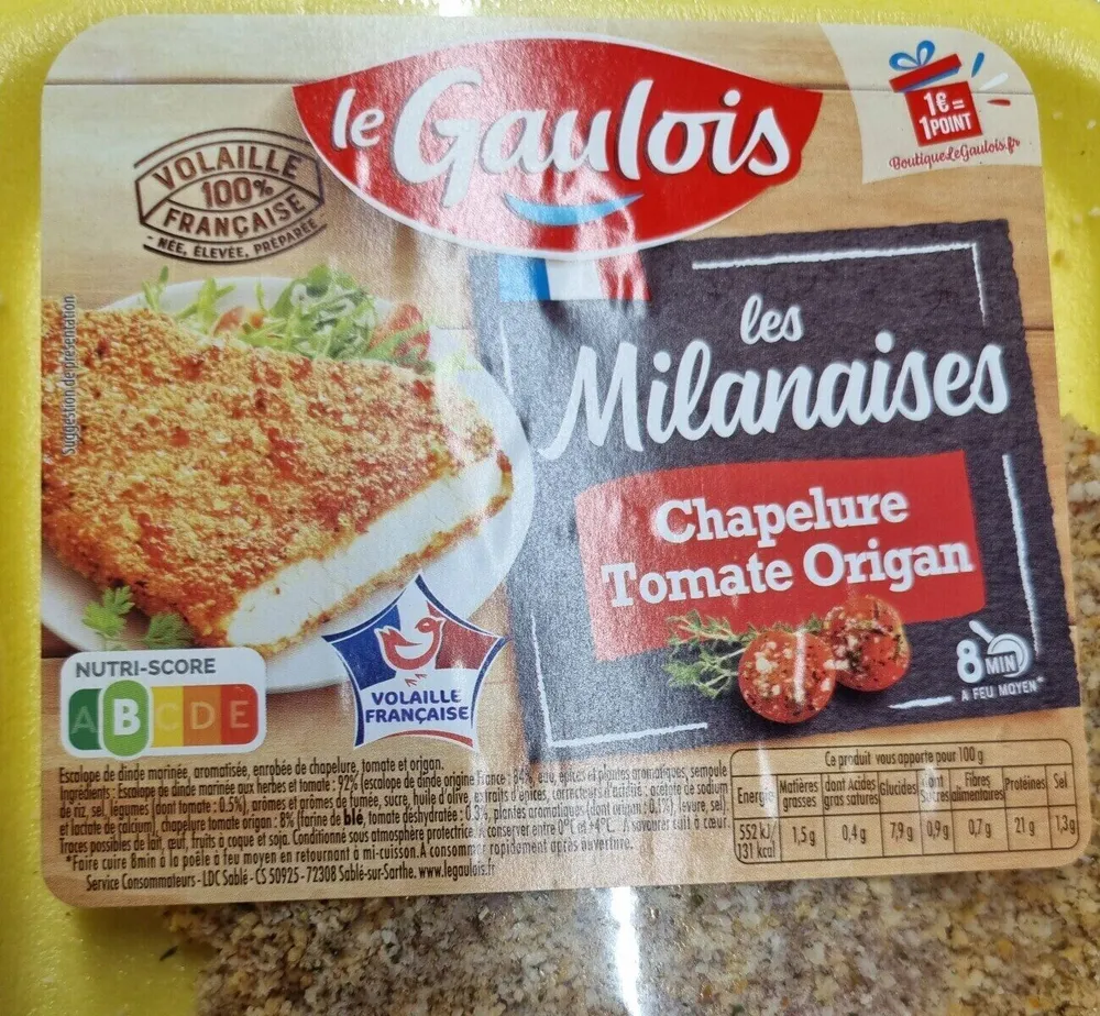 Escalopes milanaises chapelure tomate origan