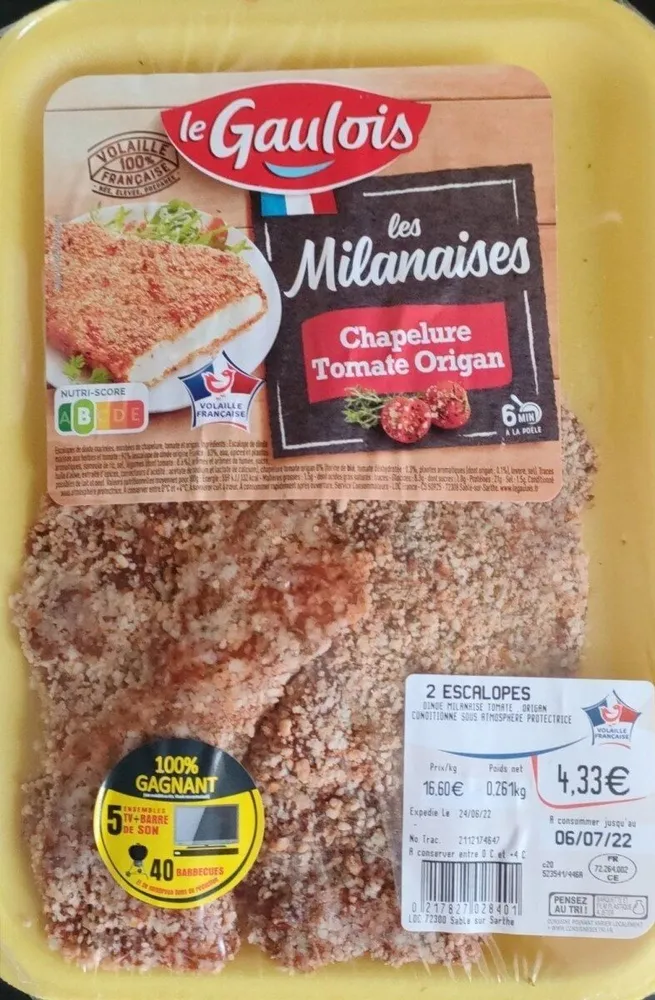 Dinde Milanaise Tomate Origan