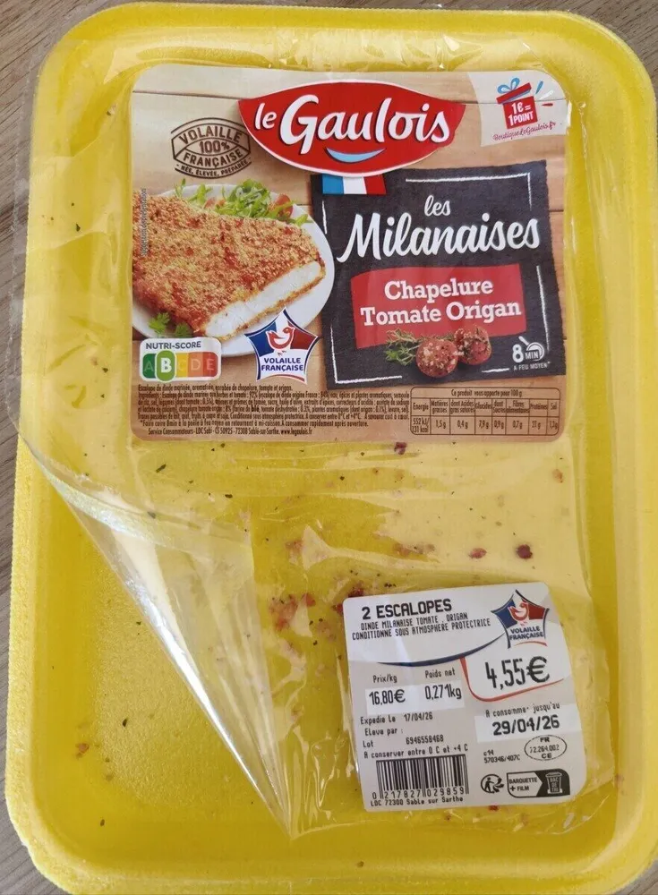 Escalope Dinde Les Milanaises Tomate-origan
