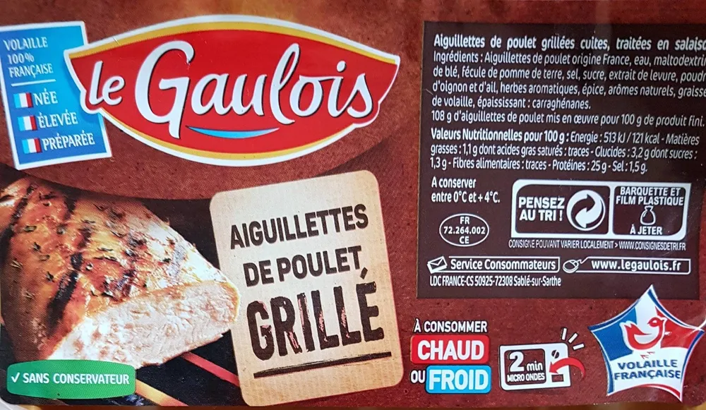 Aiguillettes de poulet grillé