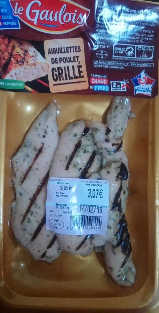Aiguillettes de poulet grillé