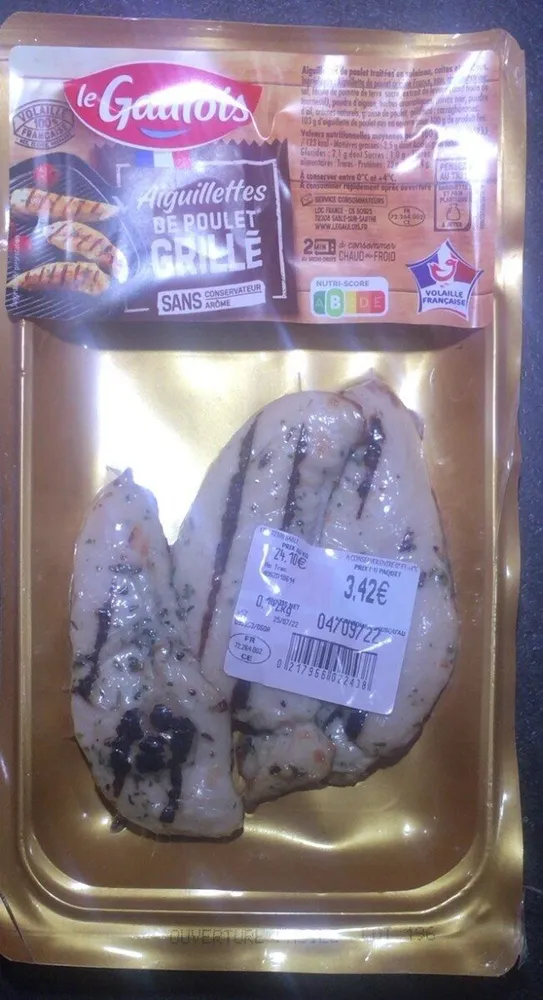 Aiguillettes de poulet grillé